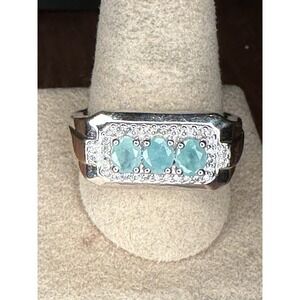 Sterling Silver Aquamarine Ring Size 12.5